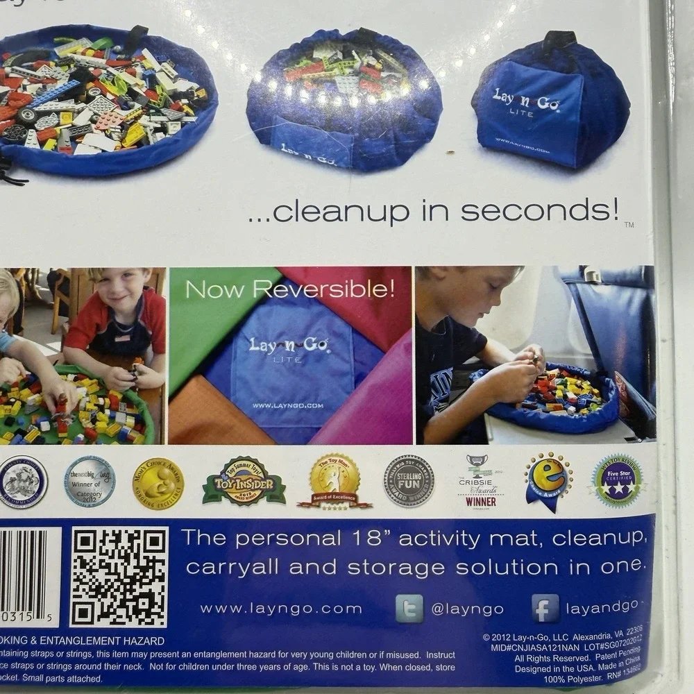 Lay-N-Go‎ Lite Blue Toy Bag 18 Inch Activity Mat Carryall Storage Reversible New